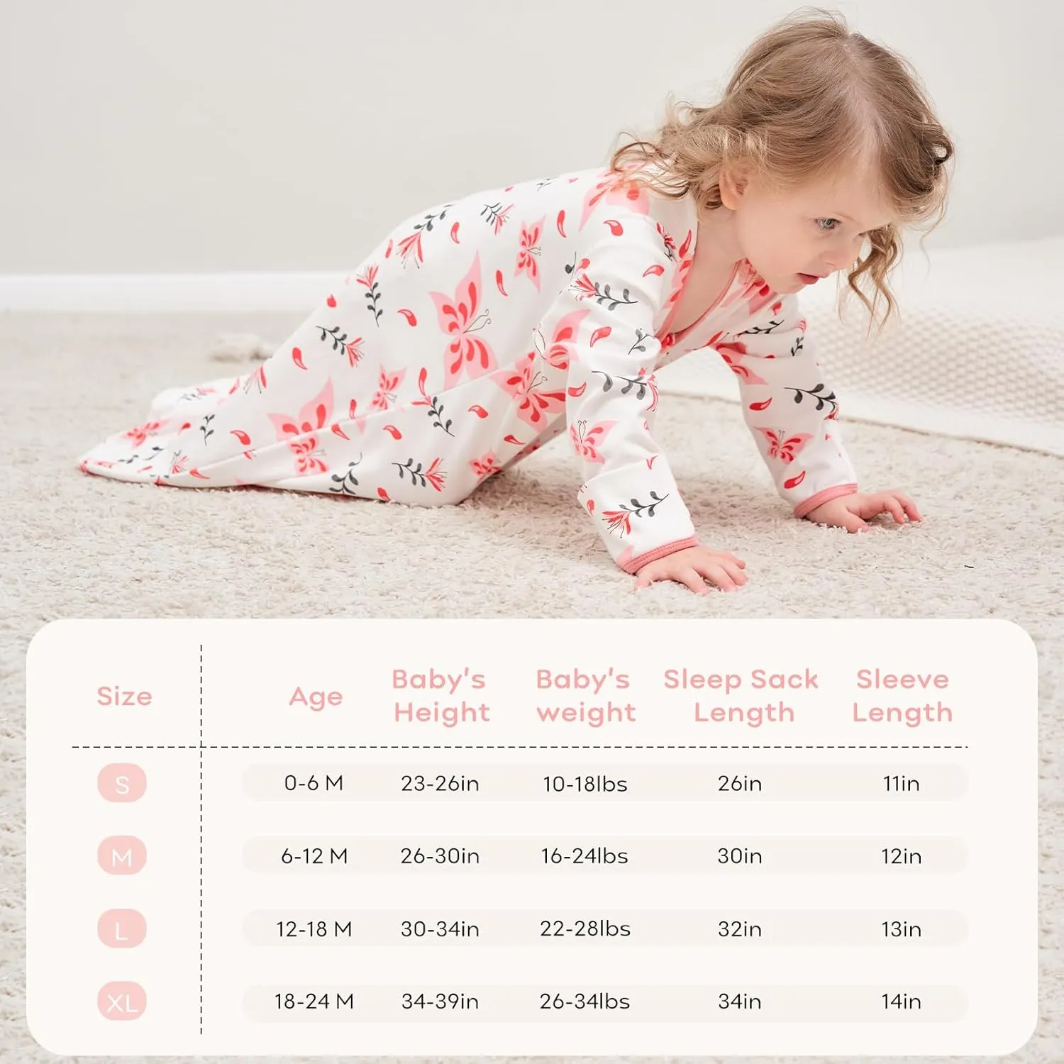 Yoofoss Baby Sleep Sack 0-6 Months Long Sleeve Wearable Blanket Baby 100% Organic Cotton 2-Way Zipper 0.5 Tog Newborn Sleeping Sack, Lightweight(Small)