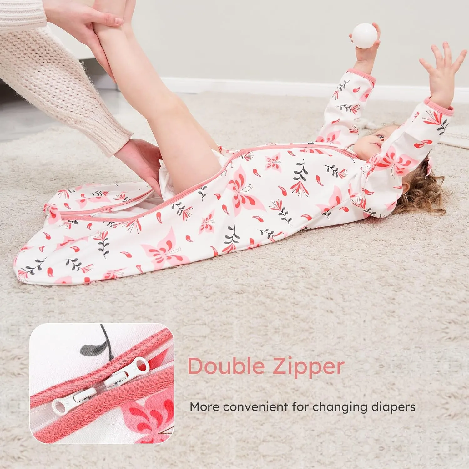 Yoofoss Baby Sleep Sack 0-6 Months Long Sleeve Wearable Blanket Baby 100% Organic Cotton 2-Way Zipper 0.5 Tog Newborn Sleeping Sack, Lightweight(Small)