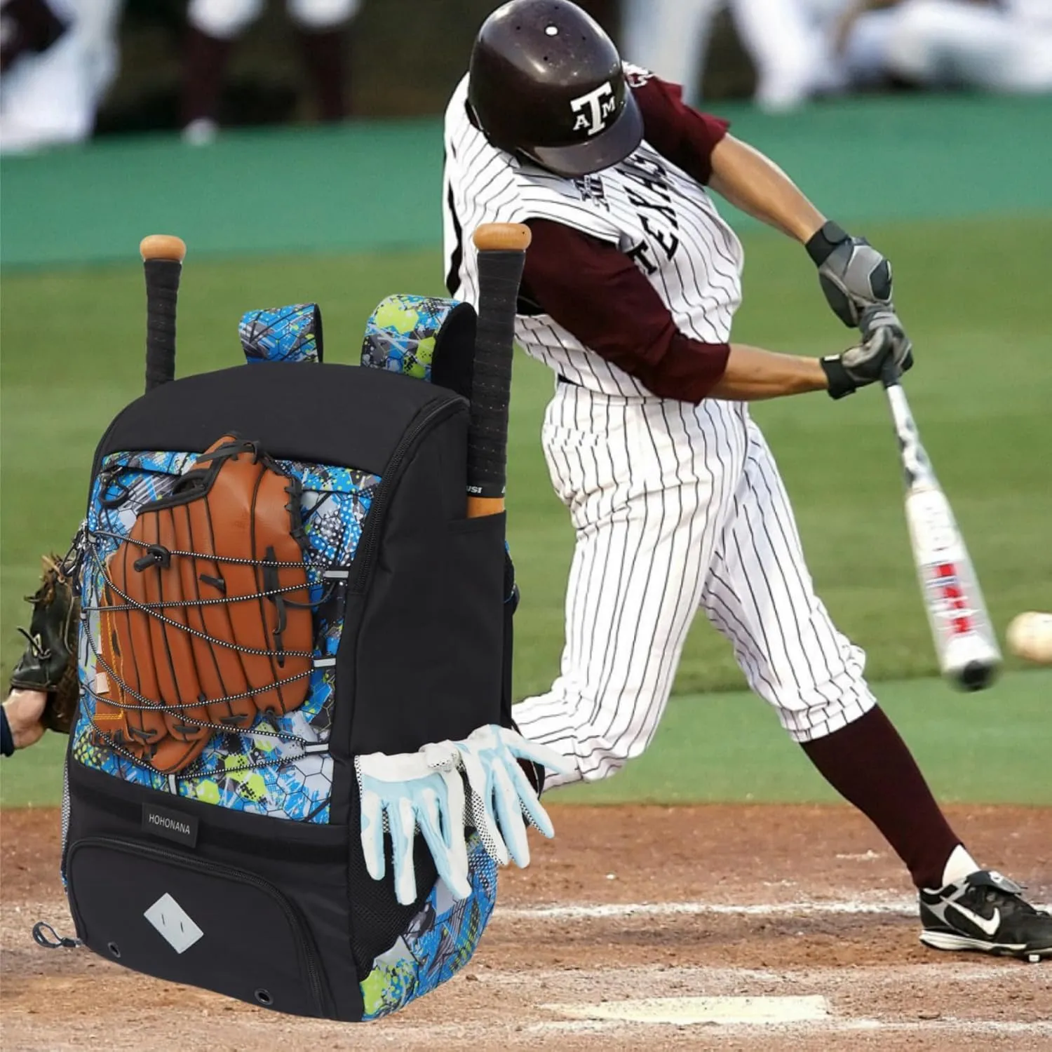 Youth Softball Bag, Baseball Equipment Backpack with Shoe Compartment, Fence Hook, Bat Holder, Helmet, Baseball Glove, Softball Bag for Men & Women