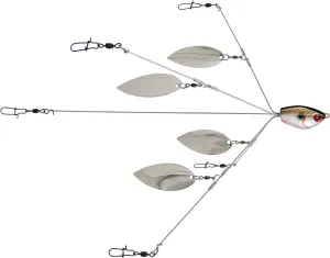 Yum Lures Yumbrella Castable Multi-Lure Umbrella Rig for Bass Fishing by Bait School Technology, Flash Mob - Willow Blades