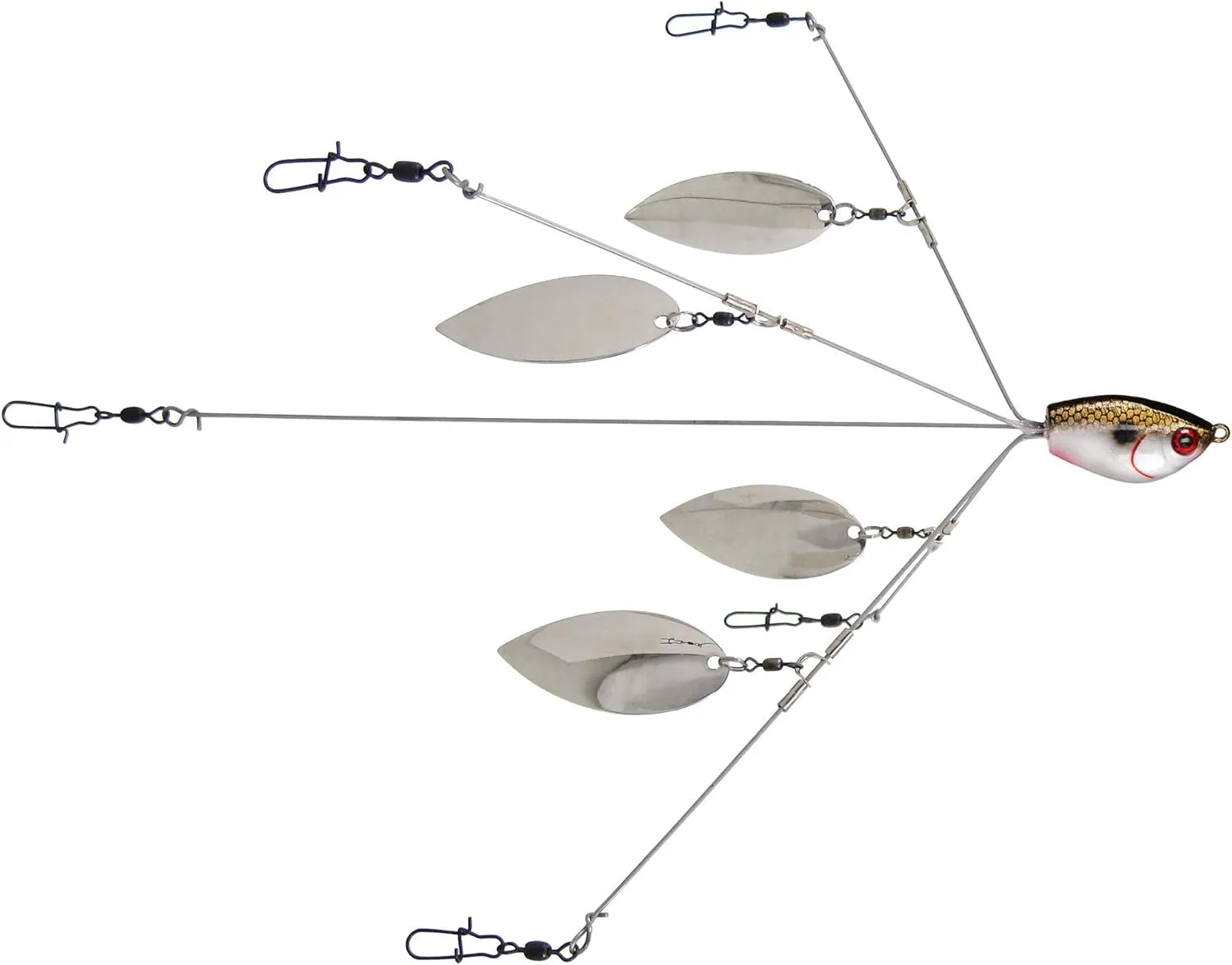Yum Lures Yumbrella Castable Multi-Lure Umbrella Rig for Bass Fishing by Bait School Technology, Flash Mob - Willow Blades