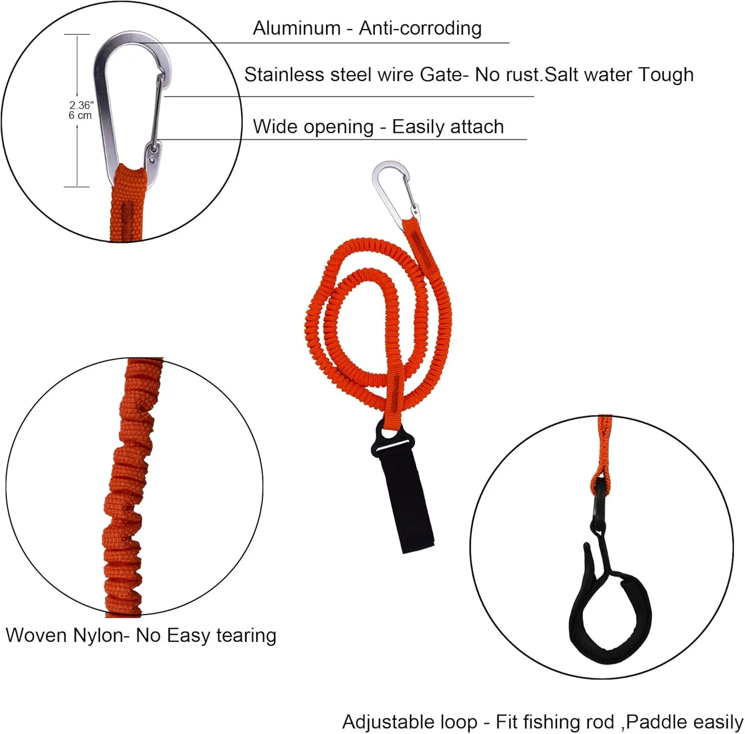 YYST Orange Paddle Leash Paddle Holder Tool Lanyard - No Paddle