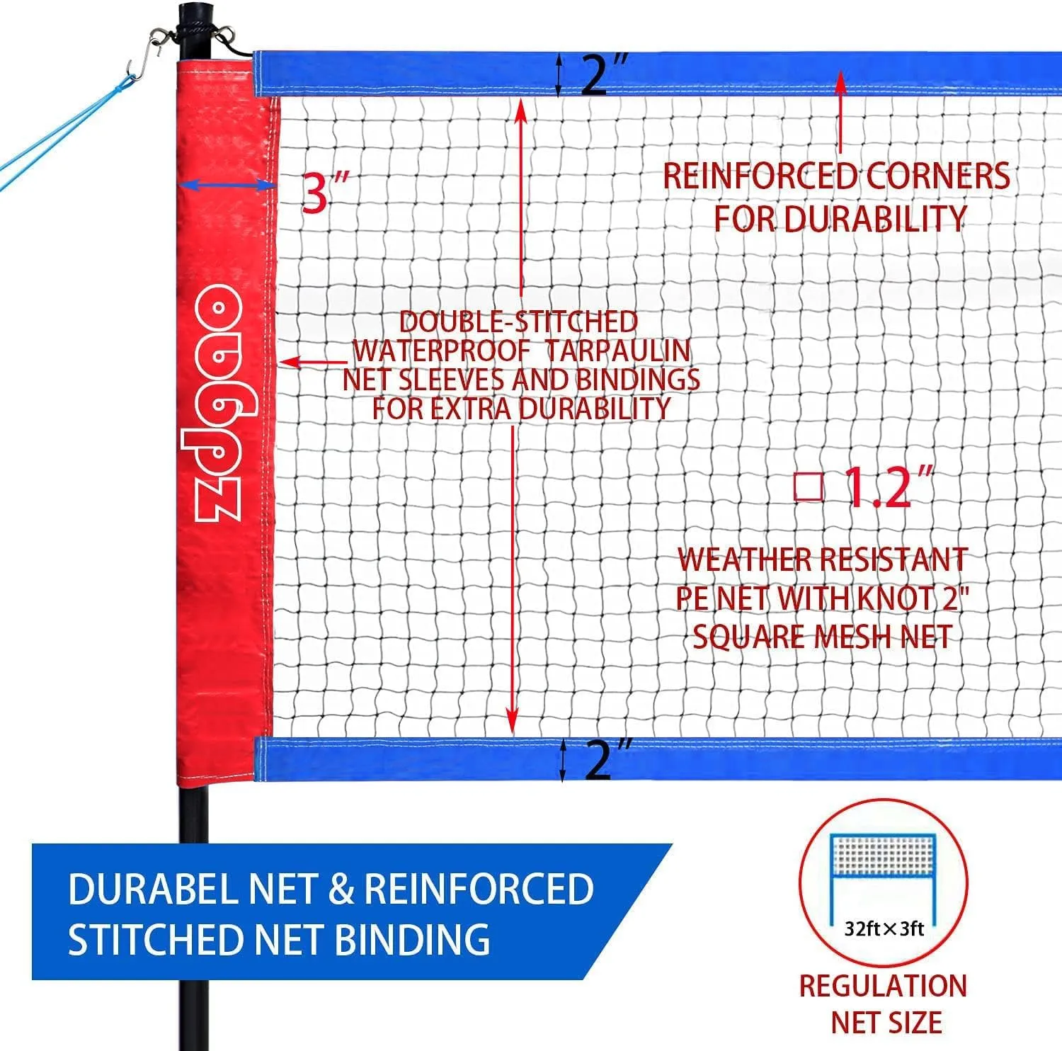 Zdgao Badminton & Volleyball Combo Set - Professional Volleyball Net for Lawn, Backyard, Easy Set up Volleyball Set with Carry Bag, Boundary Line for Family Fun