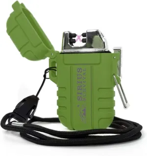 ZeuX Electric Plasma Lighter, USB Rechargeable Windproof Waterproof Dual Arc Lighter with Lanyard for Survival/Outdoor/Camping Adventures (Green)