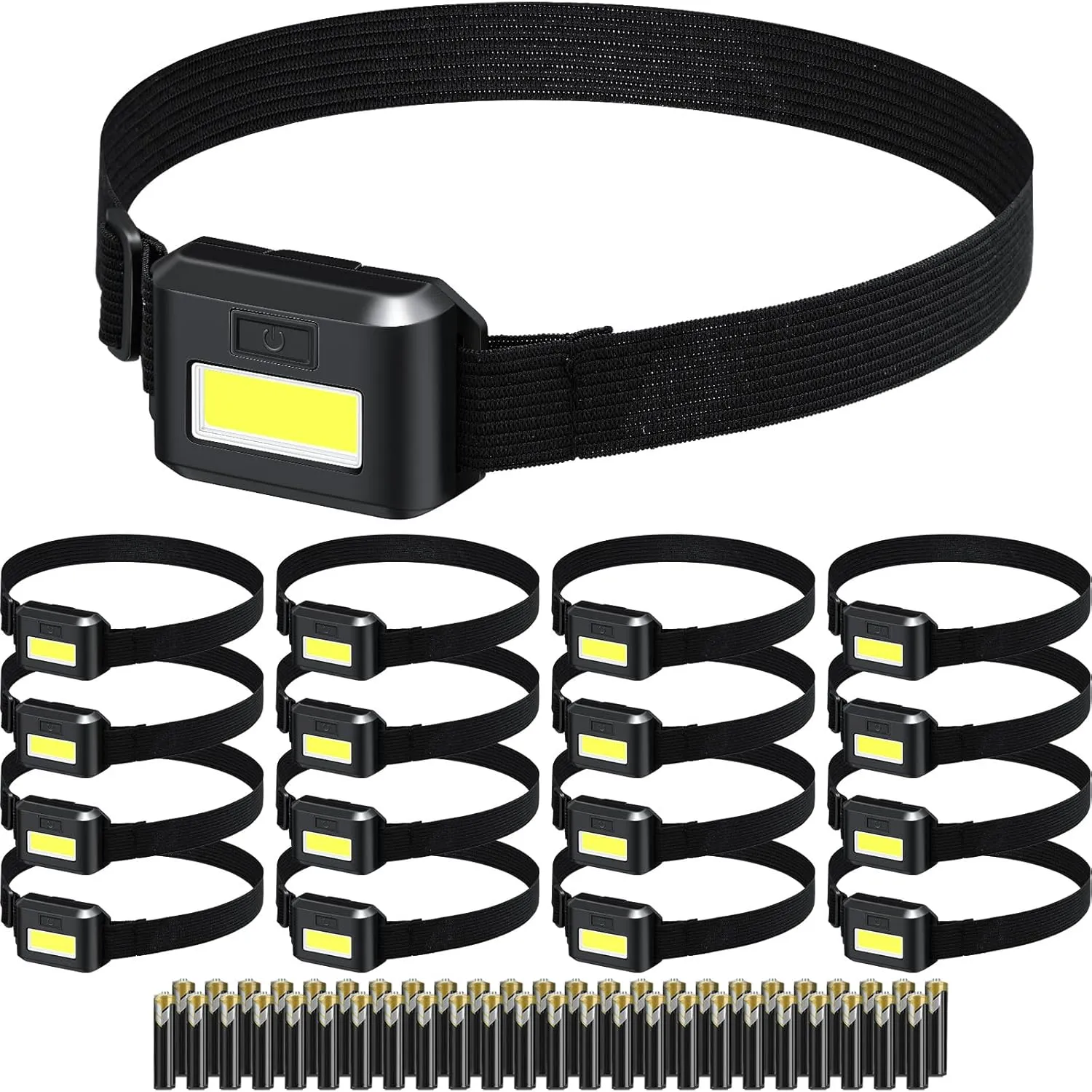 Zhengmy 16 Pack LED Headlamp Flashlight for Adults and Kids, Head Lights Led 3 Modes LED Headlamp Camping Headlamps with 48 AAA Batteries for Outdoors Camping Climbing Running Reading