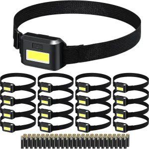 Zhengmy 16 Pack LED Headlamp Flashlight for Adults and Kids, Head Lights Led 3 Modes LED Headlamp Camping Headlamps with 48 AAA Batteries for Outdoors Camping Climbing Running Reading