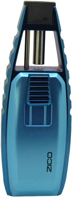 Zico Butane Stainless Steel Torch Flame Refillable Lighter (Blue)
