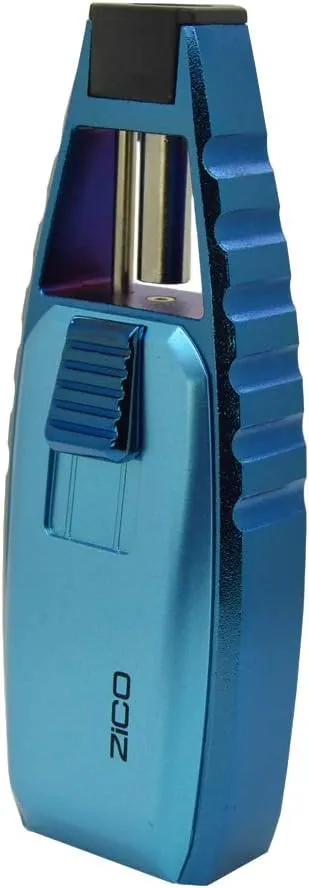 Zico Butane Stainless Steel Torch Flame Refillable Lighter (Blue)