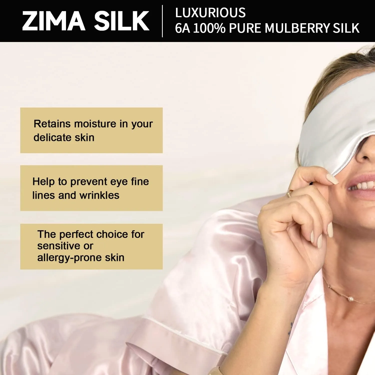 ZIMASILK Adjustable 22 Momme 100% Pure Mulberry Silk Sleep Mask, 3D Contoured Cup Eye Mask for Sleeping, Super Soft Breathable Blindfold, Perfect Blocks Light for Sleeping. (Sky Blue)