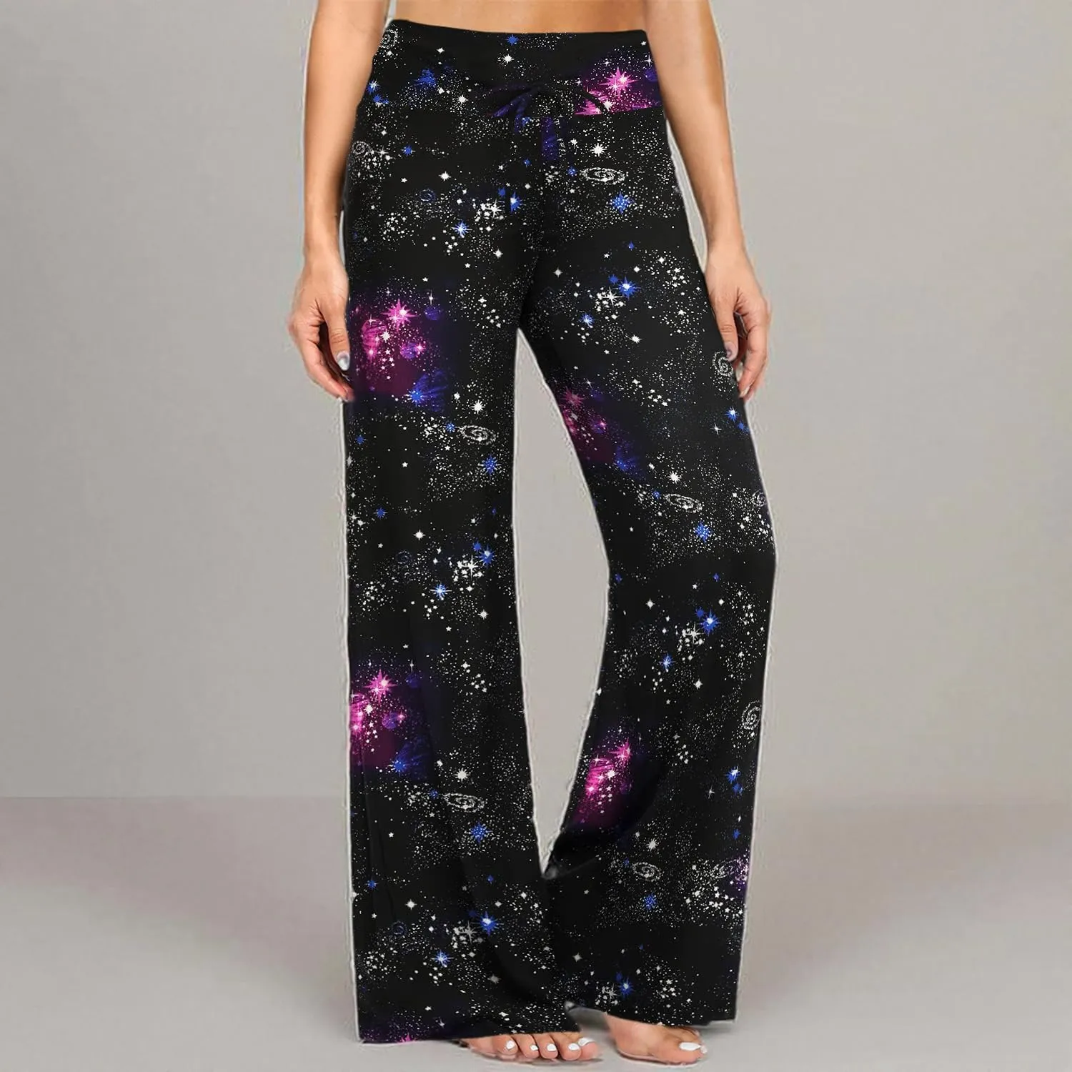 ZOOSIXX Soft Black Pajama Pants for Women, Wide Leg Comfy Casual Lounge Yoga Capri Pants 22'' / 30''