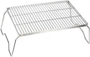 ZORMY 17" Large Folding Campfire Grill, 304 Stainless Steel Firepit Grill Grate, Heavy Duty Portable Camping Grill with Carrying Bag, Gas BBQ Grill Grate for Backpacking, Hiking, Picnics (Large)